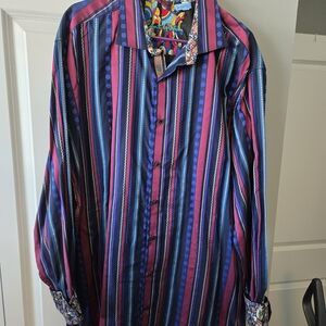 Robert Graham Purple and Blue Striped Shirt